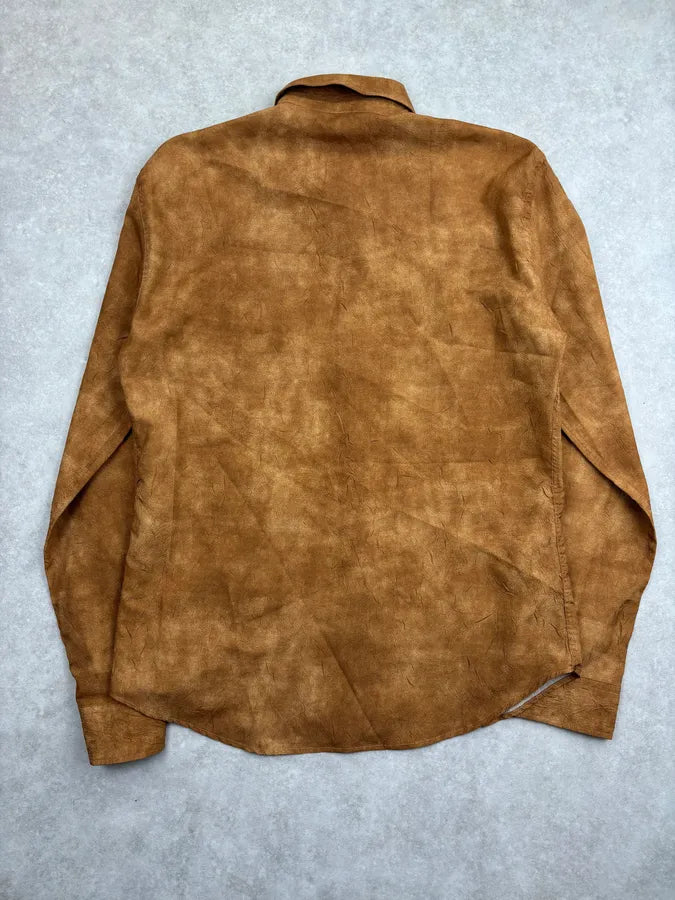 1990s Dolce & Gabbana Cognac Marble Effect Shirt RmGGTKQ 4