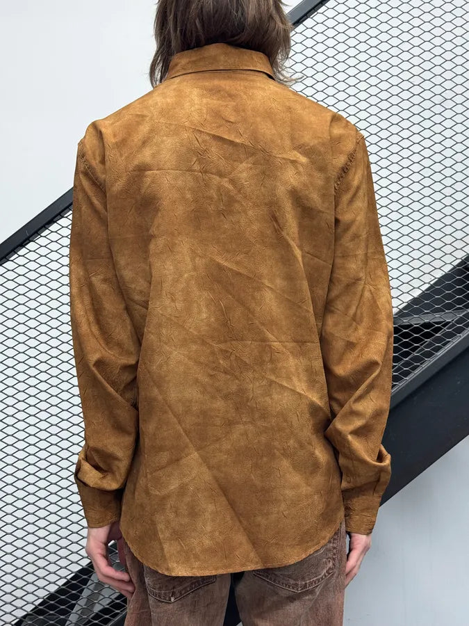 1990s Dolce & Gabbana Cognac Marble Effect Shirt RmGGTKQ 2