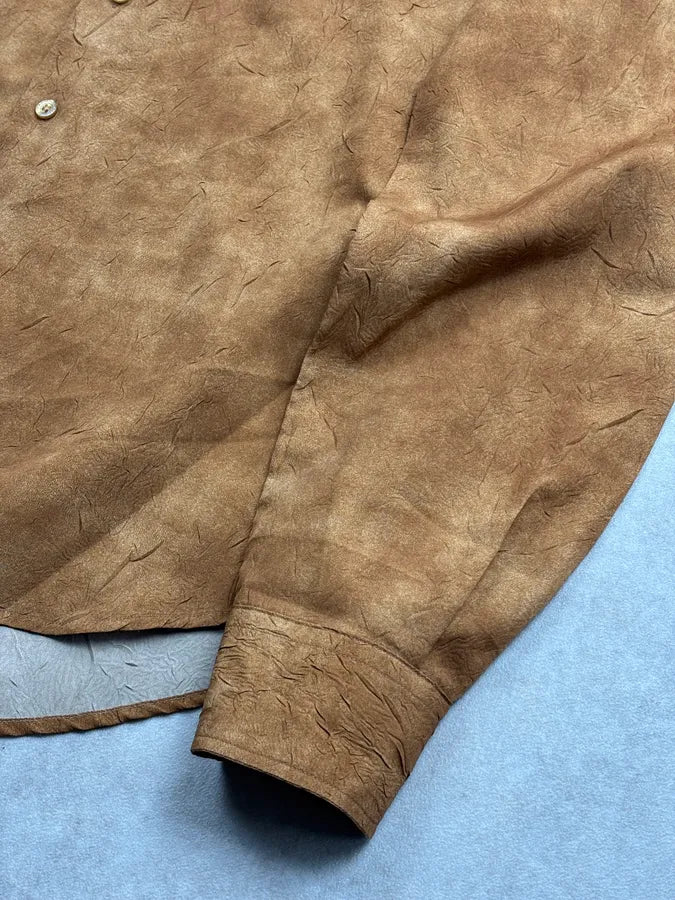 1990s Dolce & Gabbana Cognac Marble Effect Shirt RmGGTKQ 8