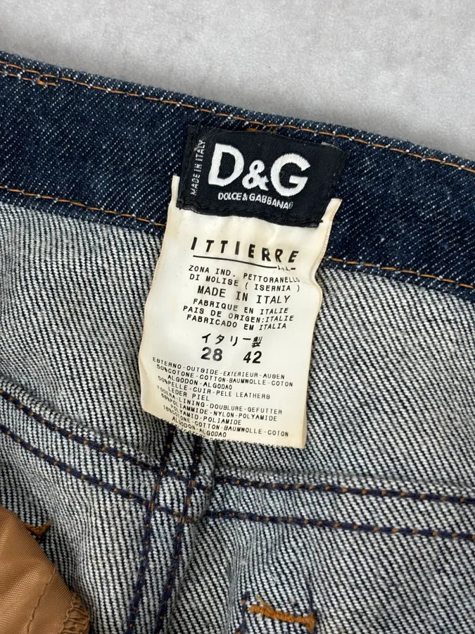 2000s Dolce & Gabbana Cognac Suede Two-Tone Contrast Panel Jeans RZcvCMy 10