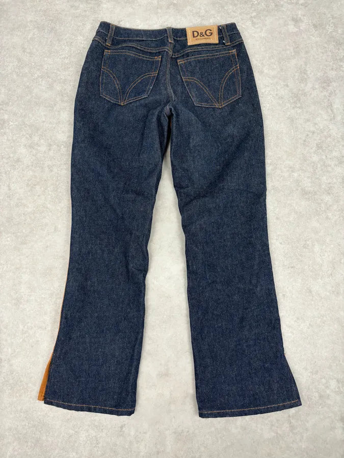 2000s Dolce & Gabbana Cognac Suede Two-Tone Contrast Panel Jeans RZcvCMy 5