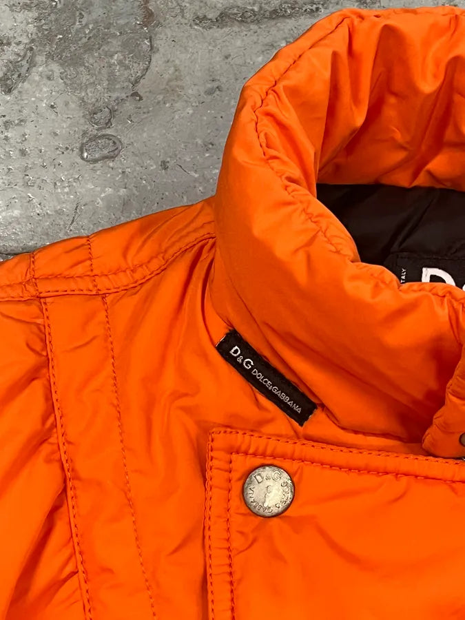 AW2003 Dolce & Gabbana Nylon Quilted Orange Puffer Jacket  aKdmGCf 9