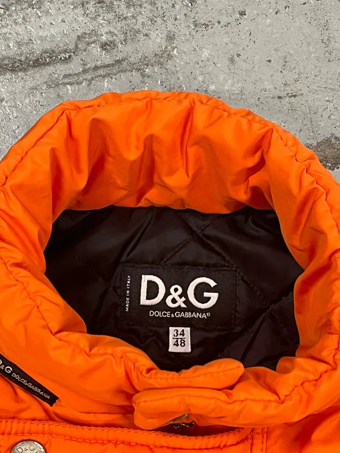 AW2003 Dolce & Gabbana Nylon Quilted Orange Puffer Jacket  aKdmGCf 10