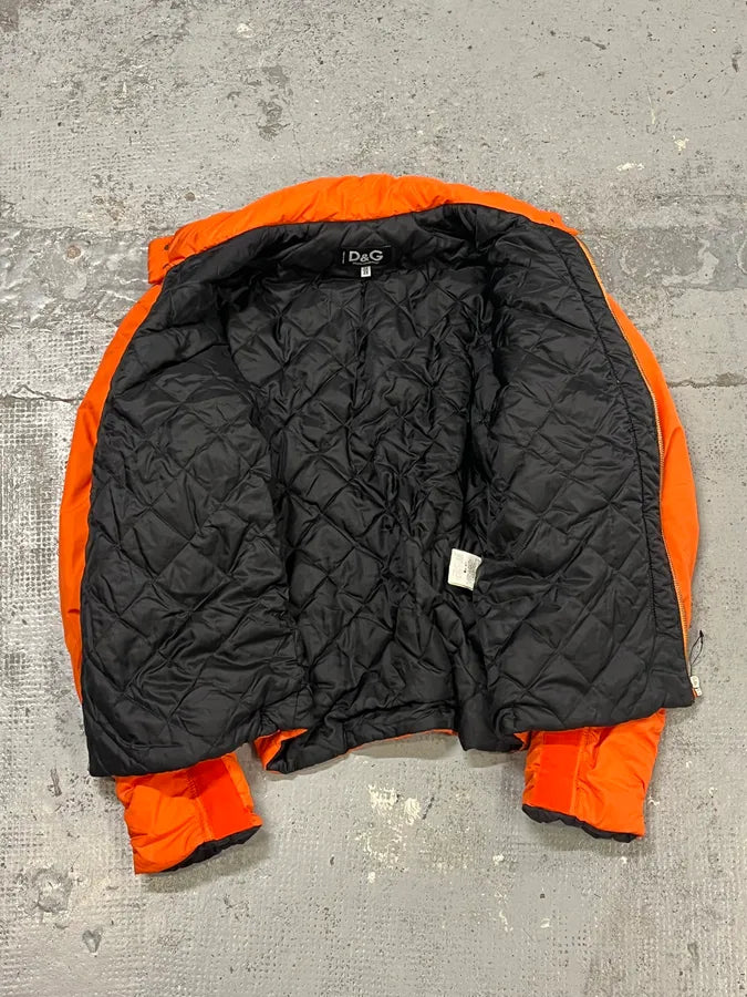 AW2003 Dolce & Gabbana Nylon Quilted Orange Puffer Jacket  aKdmGCf 8