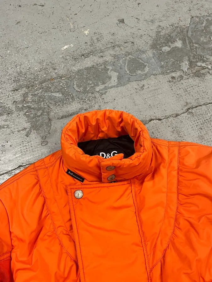 AW2003 Dolce & Gabbana Nylon Quilted Orange Puffer Jacket  aKdmGCf 4