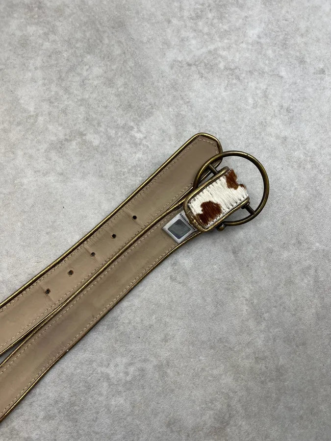 AW2004 Dolce & Gabbana Pony Hair Cow Leather Belt DTAuhGk 7