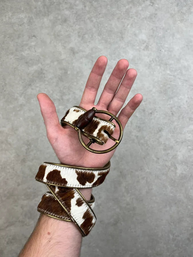 AW2004 Dolce & Gabbana Pony Hair Cow Leather Belt DTAuhGk 1