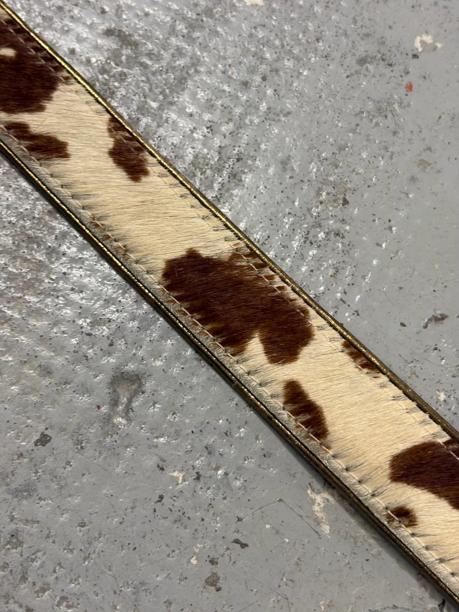 AW2004 Dolce & Gabbana Cream Calf Hair Cow Print Belt ngymDSt 3