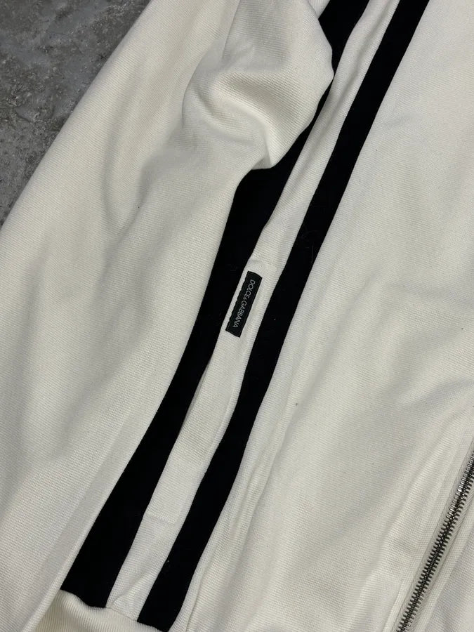 2010s Dolce & Gabbana Cream & Black Striped Blend Track Zip-up Sweater VeYSYYa 9