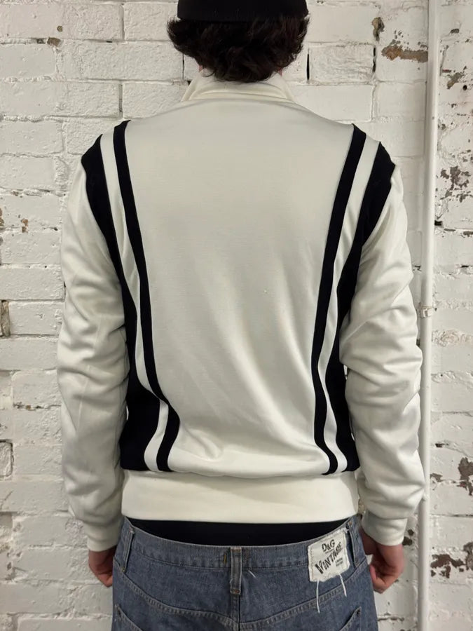 2010s Dolce & Gabbana Cream & Black Striped Blend Track Zip-up Sweater VeYSYYa 2