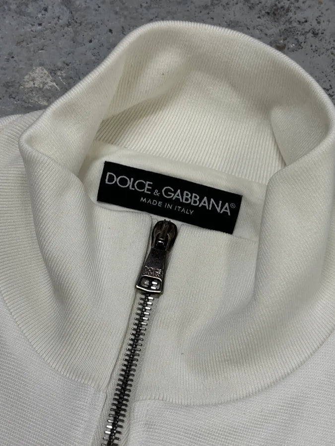2010s Dolce & Gabbana Cream & Black Striped Blend Track Zip-up Sweater VeYSYYa 7