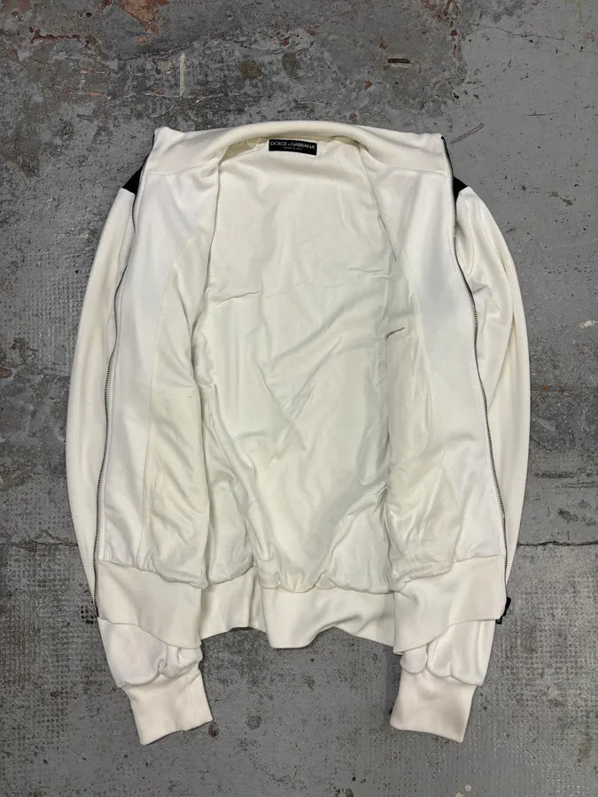 2010s Dolce & Gabbana Cream & Black Striped Blend Track Zip-up Sweater VeYSYYa 6