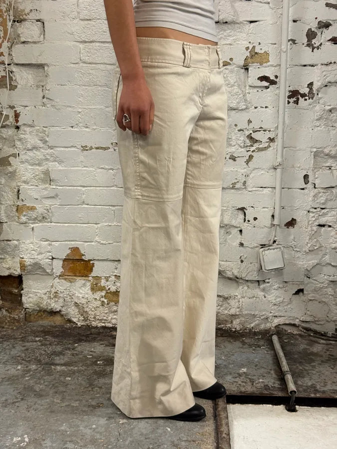 1990s Dolce & Gabbana Creamy Flared Pants QhzolCk 1
