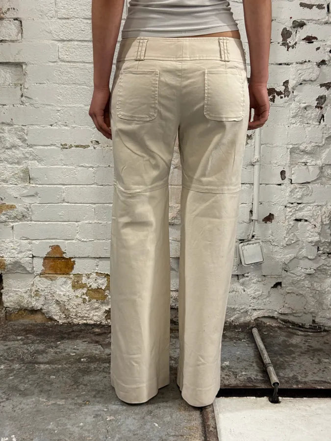 1990s Dolce & Gabbana Creamy Flared Pants QhzolCk 3