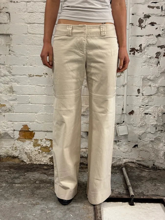 1990s Dolce & Gabbana Creamy Flared Pants QhzolCk 0