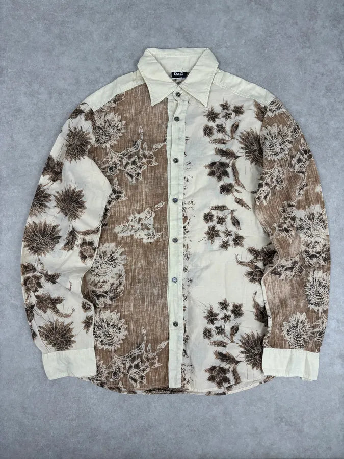 SS2004 Dolce & Gabbana Cream Cotton Floral Shirt jiLYmtr 0