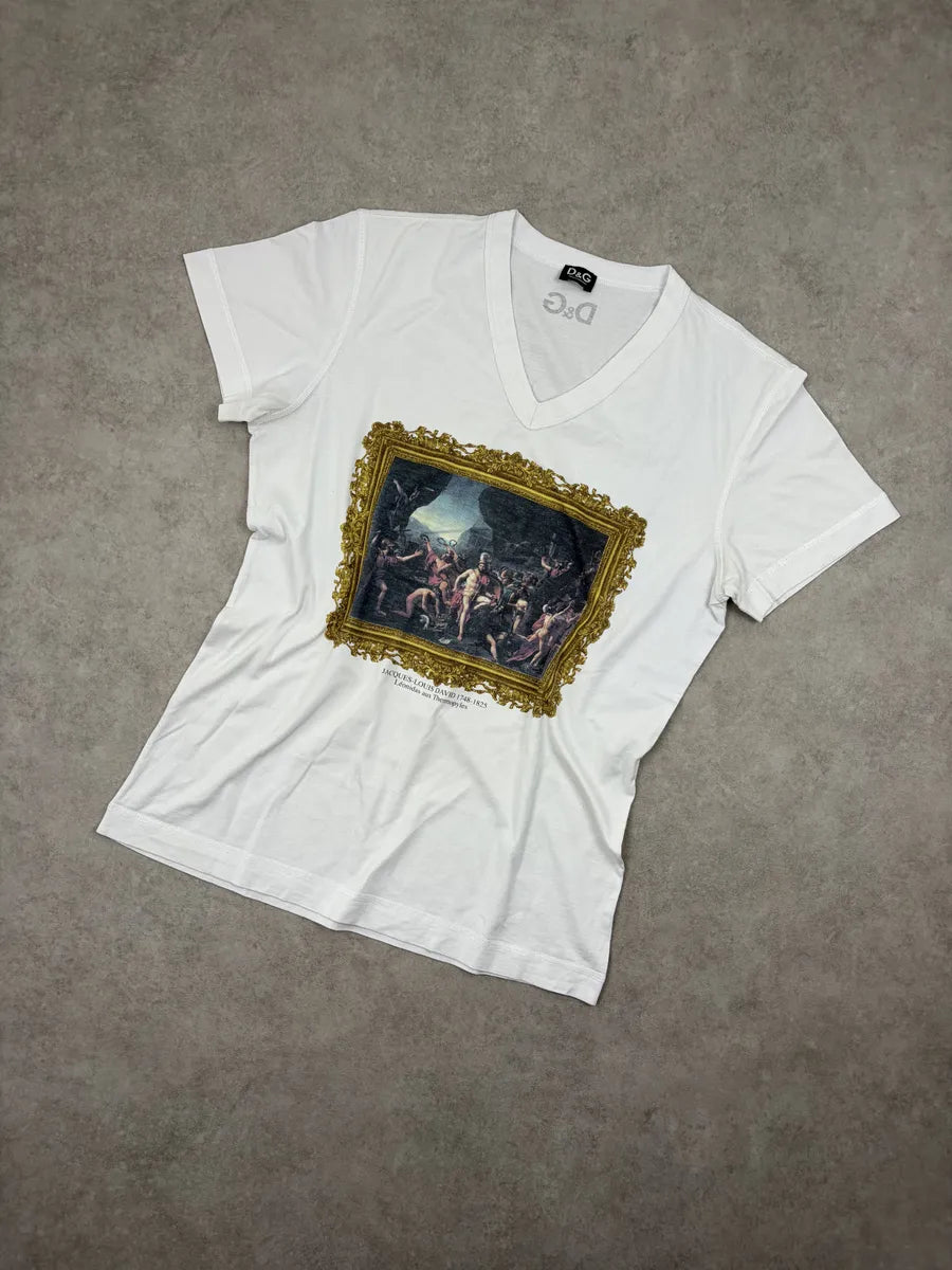 2000s Dolce & Gabbana White Leonidas Aux Thermopyles T-Shirt VIMwYcT 3