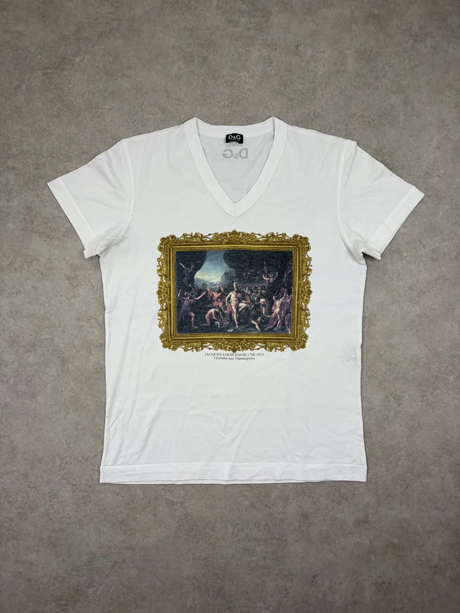 2000s Dolce & Gabbana White Leonidas Aux Thermopyles T-Shirt VIMwYcT 0