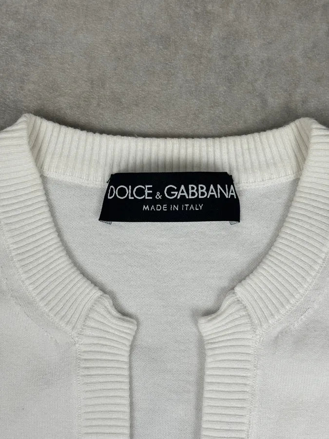 SS2006 Dolce & Gabbana White Sleeveless Logo Sweater mGXAKJG 6