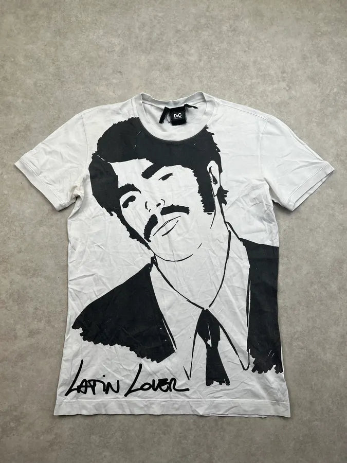 2000s Dolce & Gabbana Latin Lover White Human T-Shirt GrDyGeK 0
