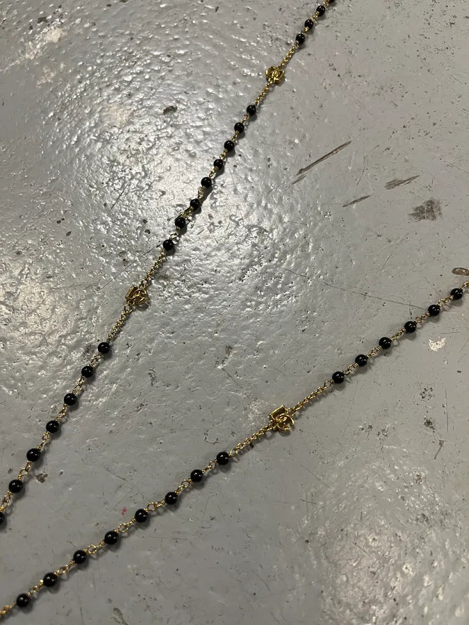 Dolce & Gabbana Cross Black & Gold Rosary Necklace TnBNImG 4