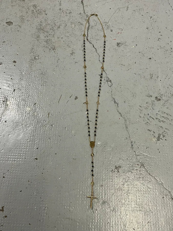 Dolce & Gabbana Cross Black & Gold Rosary Necklace TnBNImG 6