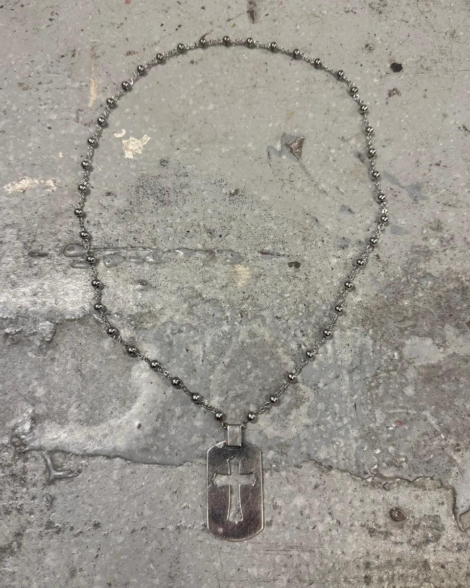 Dolce & Gabbana Cross Sliver Dog Tag Ball Necklace (OS) YtwJKxN 0
