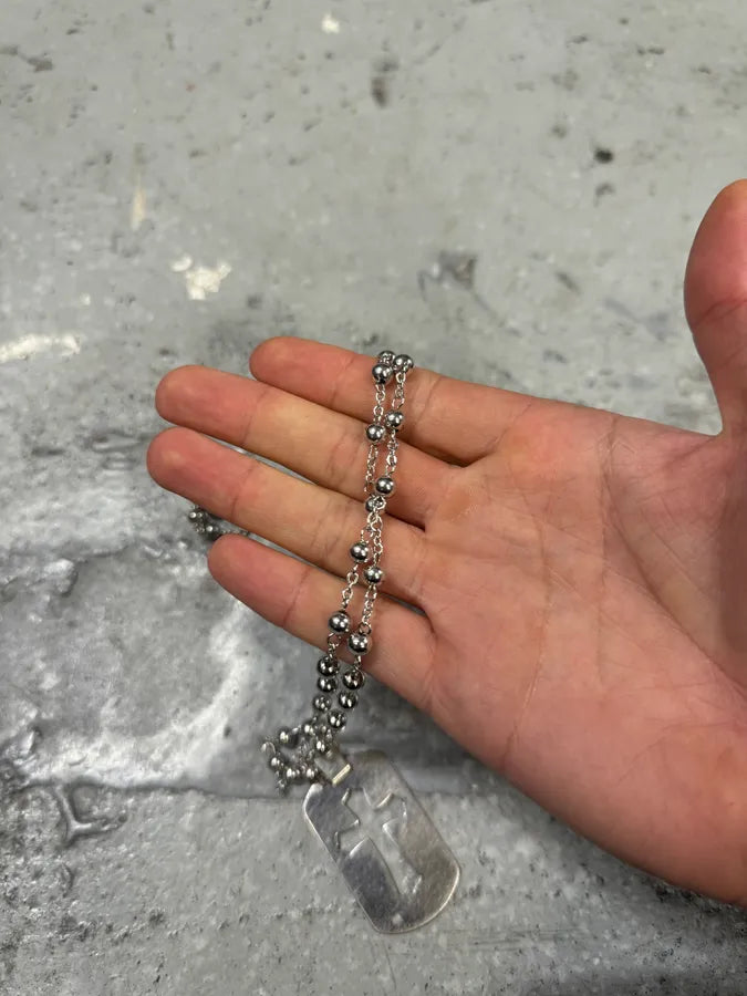 Dolce & Gabbana Cross Sliver Dog Tag Ball Necklace (OS) YtwJKxN 5