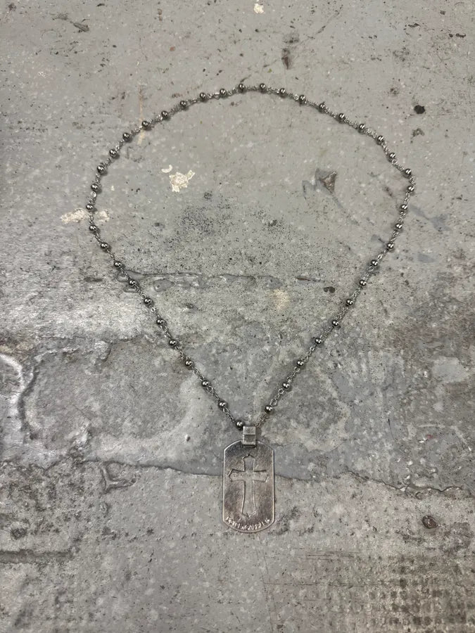 Dolce & Gabbana Cross Sliver Dog Tag Ball Necklace (OS) YtwJKxN 6
