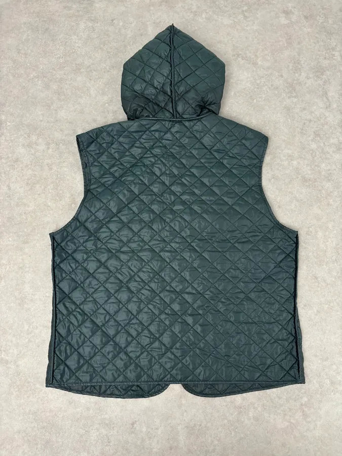 2010s Dolce & Gabbana Dark Green Quilted Hooded Nylon Vest zWuZrzd 4