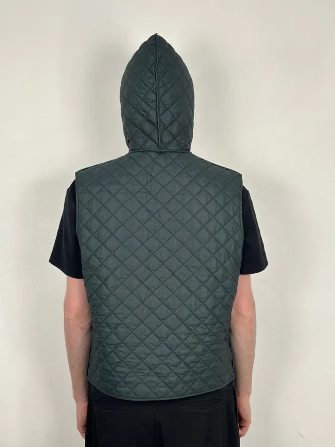 2010s Dolce & Gabbana Dark Green Quilted Hooded Nylon Vest zWuZrzd 2