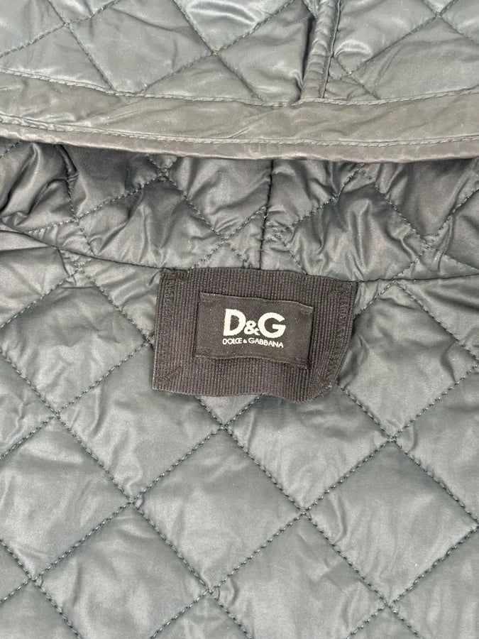 2010s Dolce & Gabbana Dark Green Quilted Hooded Nylon Vest zWuZrzd 7