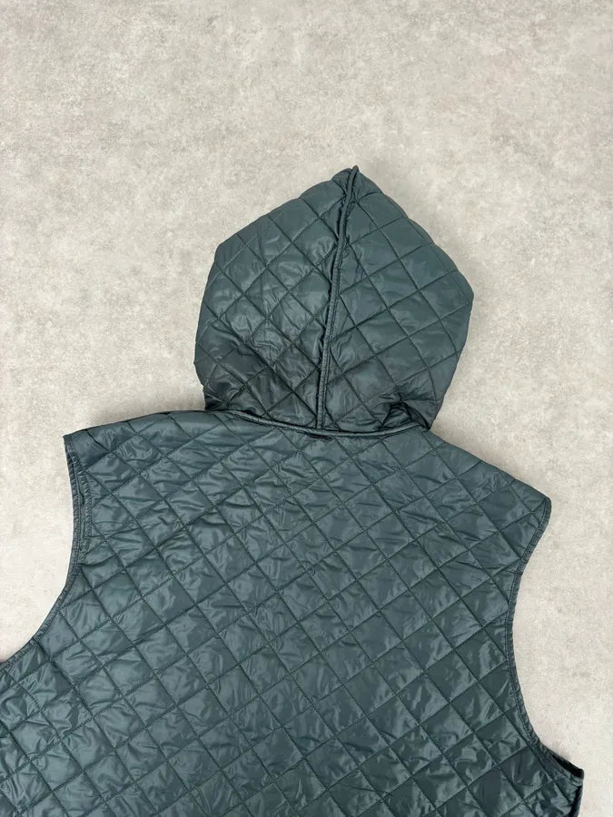 2010s Dolce & Gabbana Dark Green Quilted Hooded Nylon Vest zWuZrzd 5