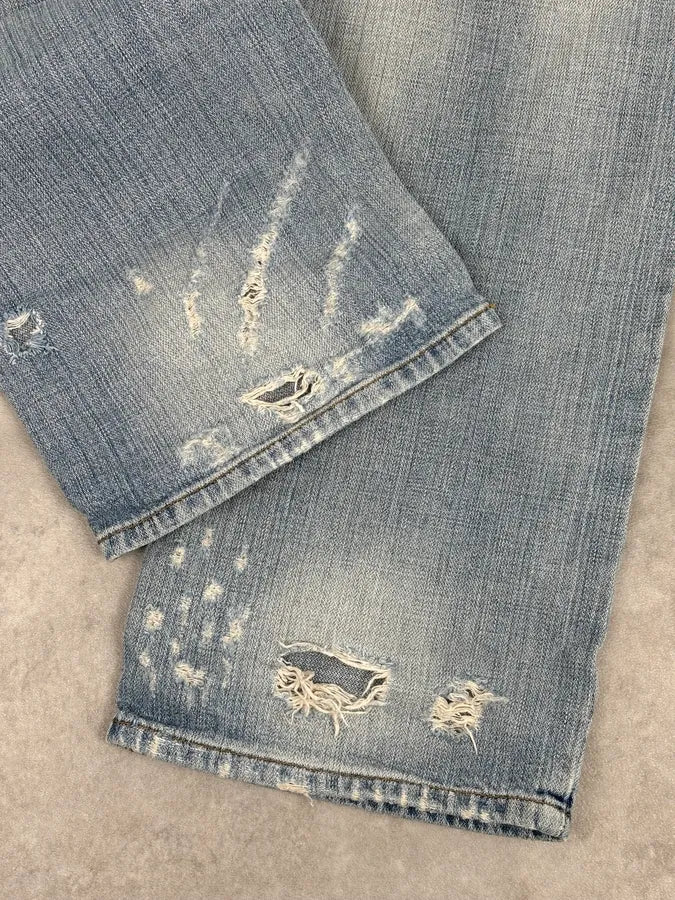 SS2006 Dolce & Gabbana Blue Destroyed Denim Jeans xjJYuxw 9