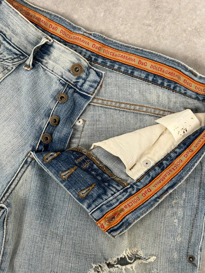 SS2006 Dolce & Gabbana Blue Destroyed Denim Jeans xjJYuxw 7