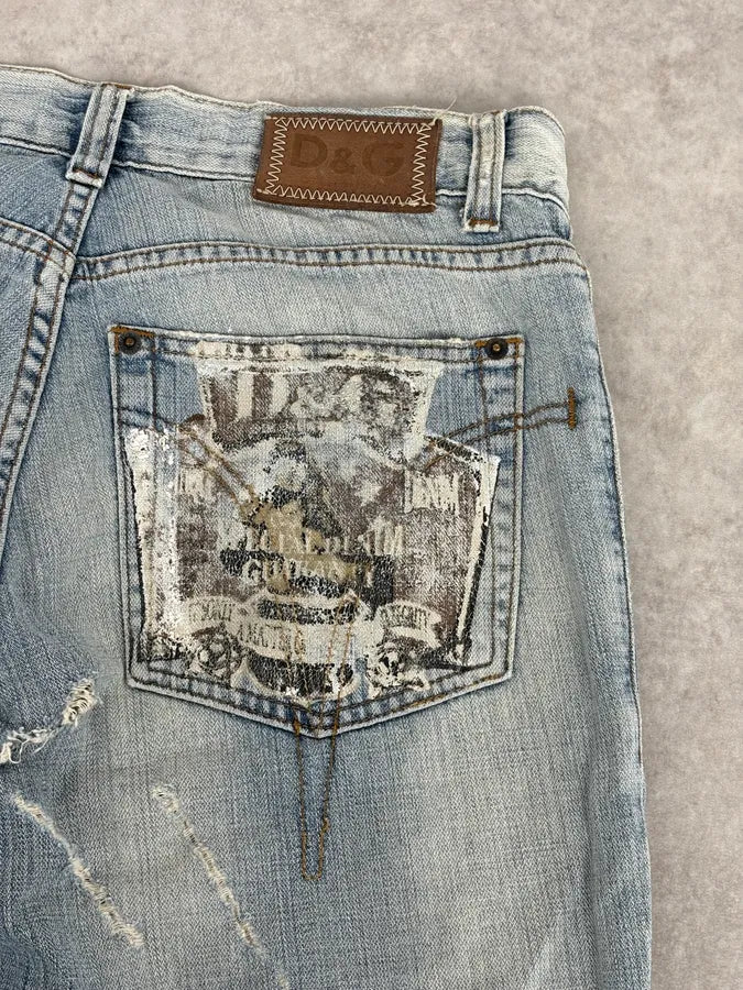 SS2006 Dolce & Gabbana Blue Destroyed Denim Jeans xjJYuxw 10