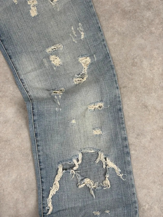 SS2006 Dolce & Gabbana Blue Destroyed Denim Jeans xjJYuxw 8