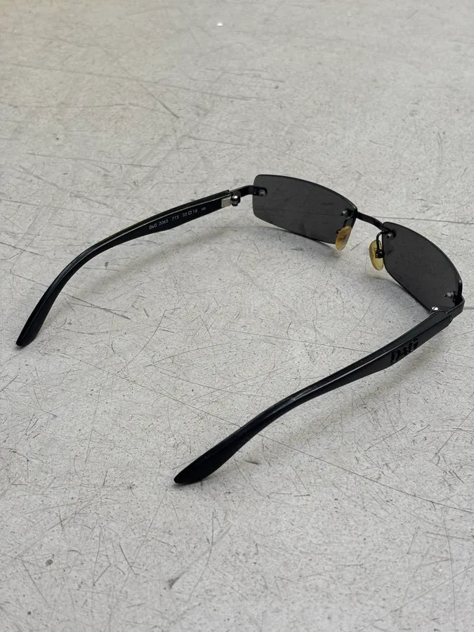 2000s Dolce & Gabbana 2045 Vintage Rimless Black Sunglasses saZTJvK 6