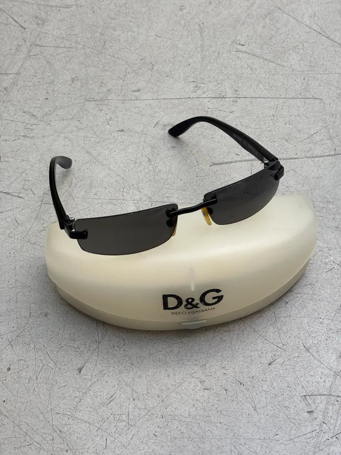 2000s Dolce & Gabbana 2045 Vintage Rimless Black Sunglasses saZTJvK 4