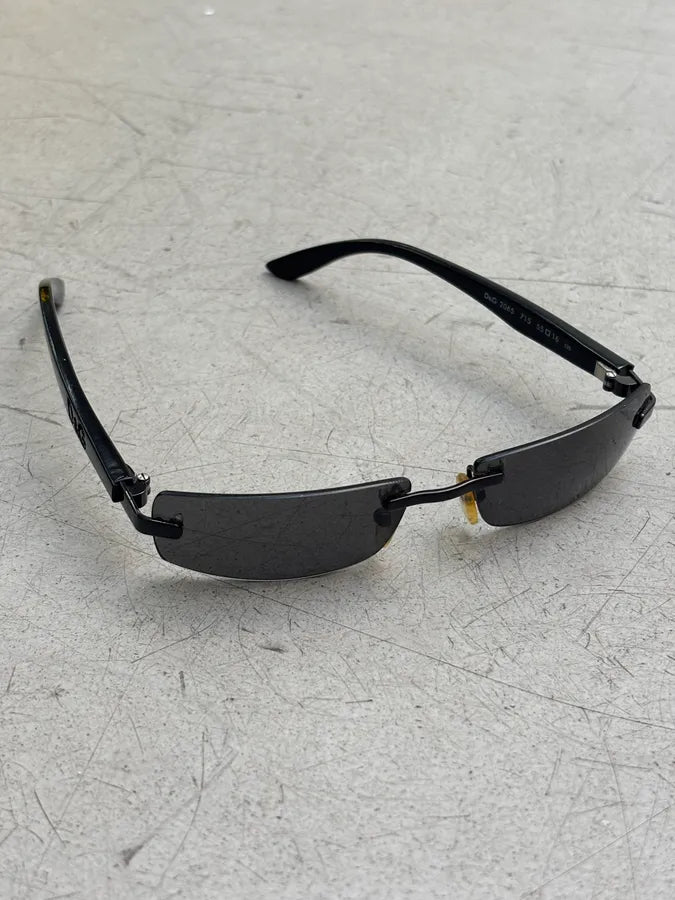 2000s Dolce & Gabbana 2045 Vintage Rimless Black Sunglasses saZTJvK 5