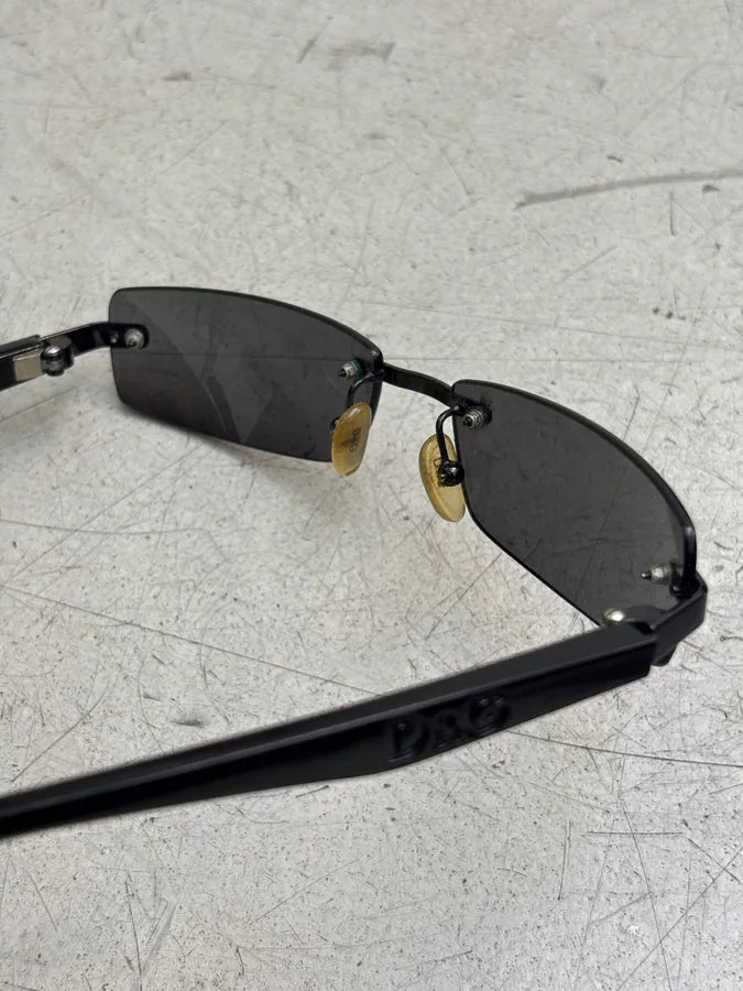 2000s Dolce & Gabbana 2045 Vintage Rimless Black Sunglasses saZTJvK 9