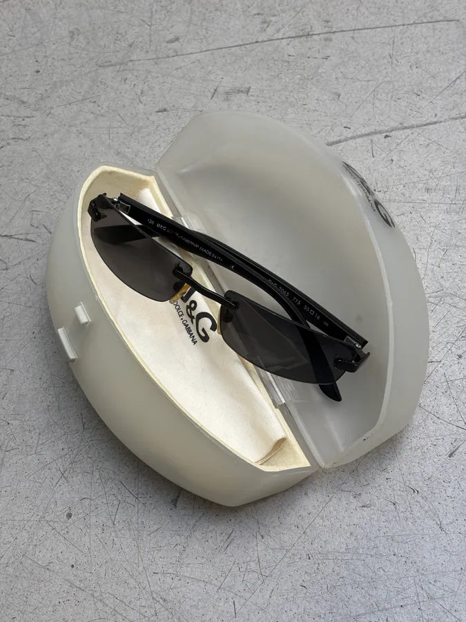 2000s Dolce & Gabbana 2045 Vintage Rimless Black Sunglasses saZTJvK 0