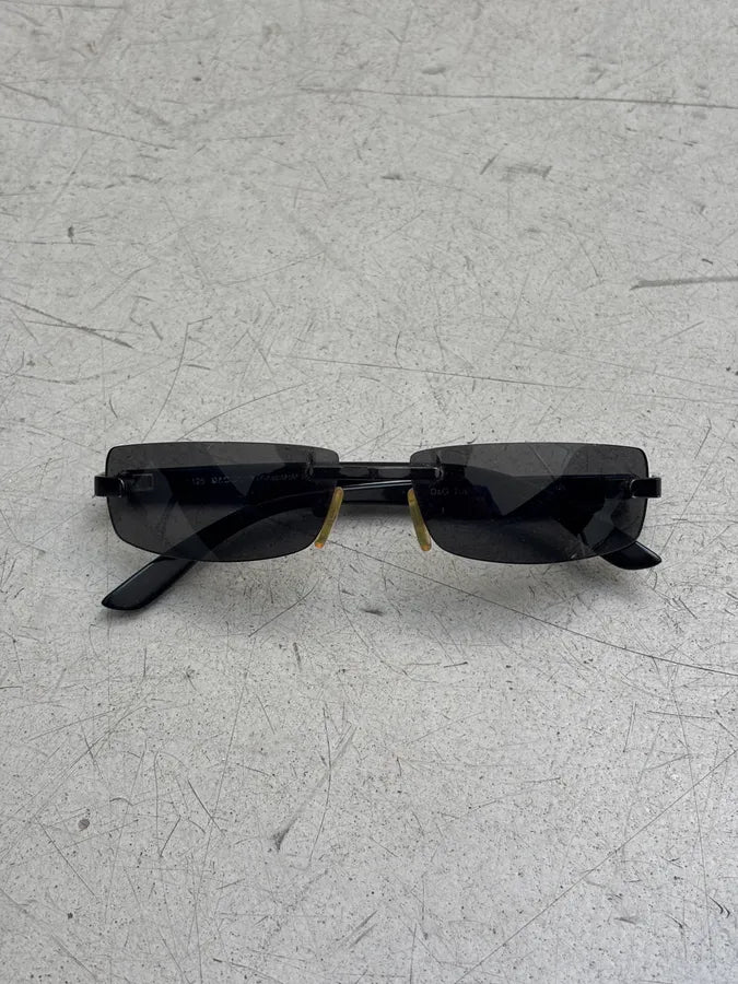 2000s Dolce & Gabbana 2045 Vintage Rimless Black Sunglasses saZTJvK 10