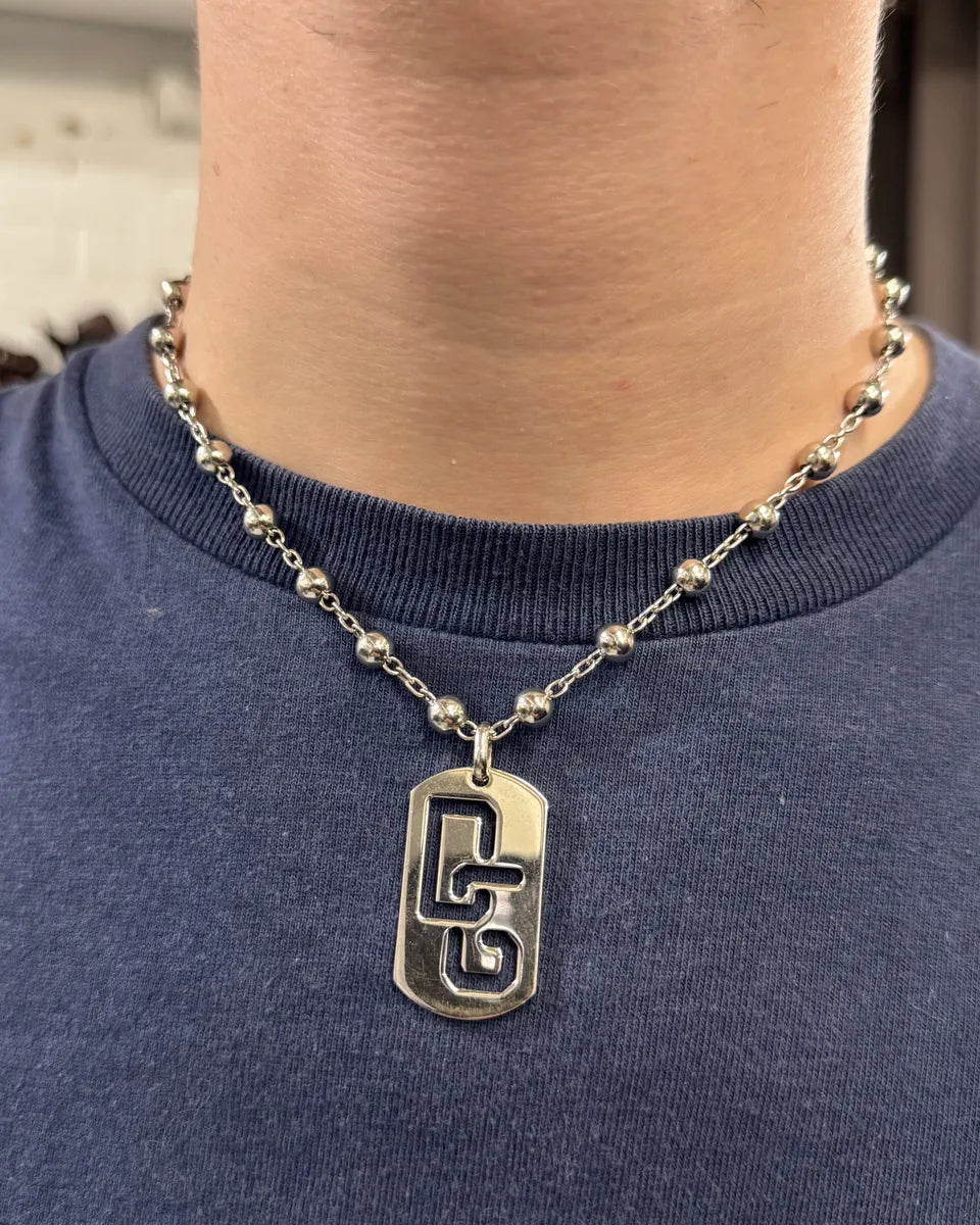 Dolce & Gabbana DG Dog Tag Sliver Necklace Ball Chain (OS) SGFeXLt 1