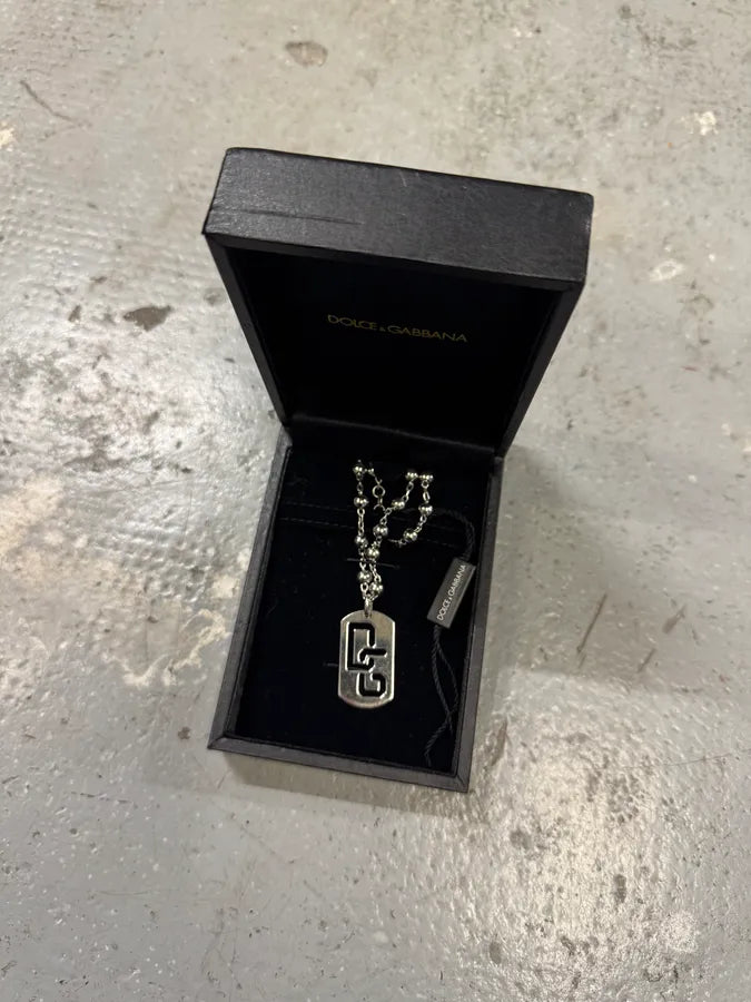 Dolce & Gabbana DG Dog Tag Sliver Necklace Ball Chain (OS) SGFeXLt 2