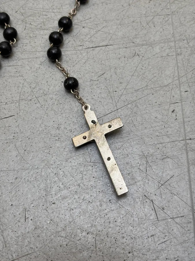 SS2015 Dolce & Gabbana Rosary Black Beads Cross Necklace ZNPtQhA 7