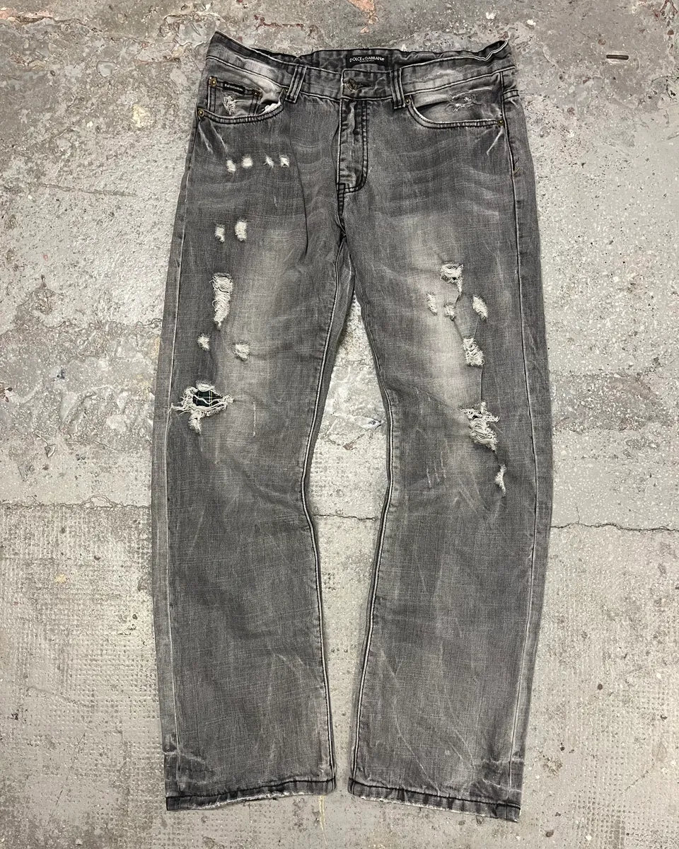 Dolce & Gabbana Distressed Grey Denim Jeans (M) 4