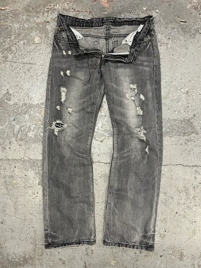Dolce & Gabbana Distressed Grey Denim Jeans (M) 5