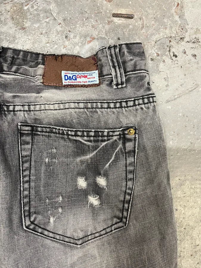 Dolce & Gabbana Distressed Grey Denim Jeans (M) 8