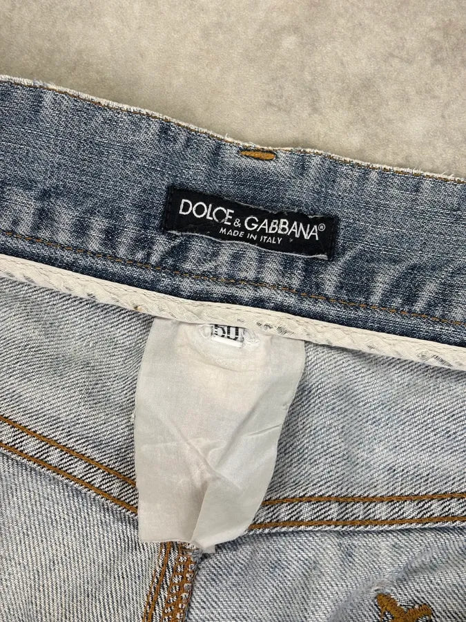 2000s Dolce & Gabbana Distressed Light Wash Blue Jeans dFBgKNP 10